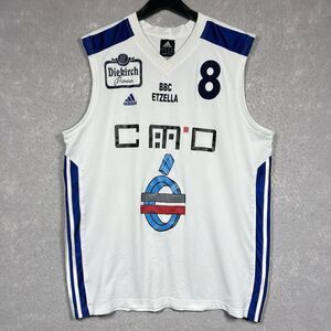 VTG ADIDAS BBC ETZELLA BASKETBALL SHIRT JERSEY WHITE #8 Arandt Eschackmann